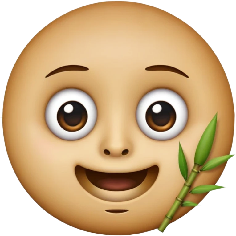 round emoji face with big eyes and bamboo piece held in mouth emoji