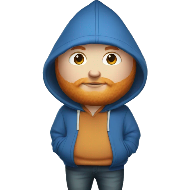 fat, ginger streamer named caseoh wearing a blue  full bodyhoodie emoji emoji