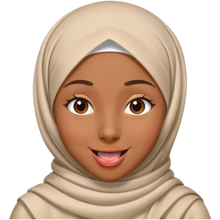 nữ, 15 tuổi, đội khăn hijab, tongue out, cười tươi, nhắm 1 mắt emoji