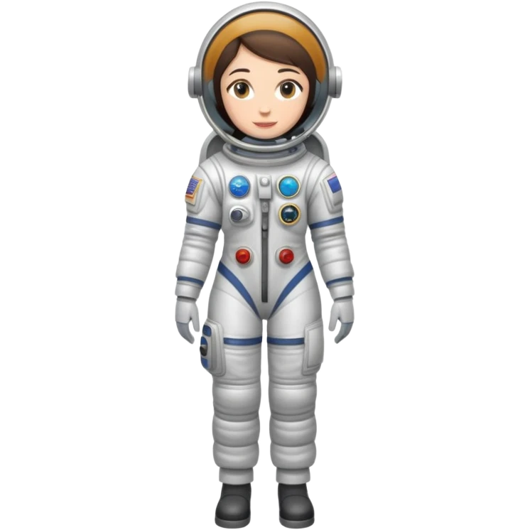 female cosmonaut in full length, standing, space suit, woman astronaut emoji