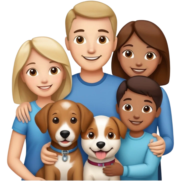 family with parents, children and a pet dog emoji