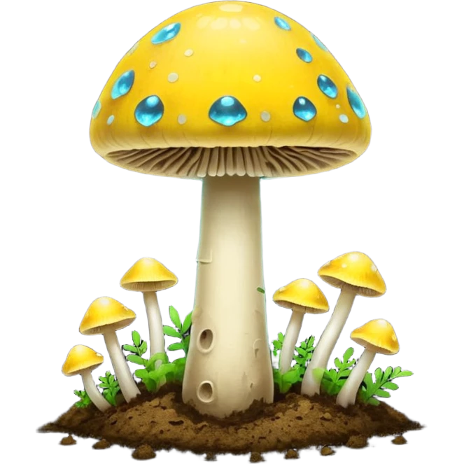yellow glowing magic mushroom with dirt emoji
