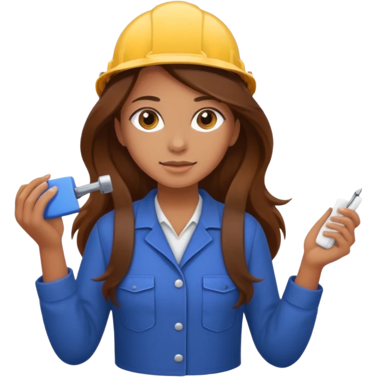 beautiful girl with long brown hair constructing new bathroom emoji