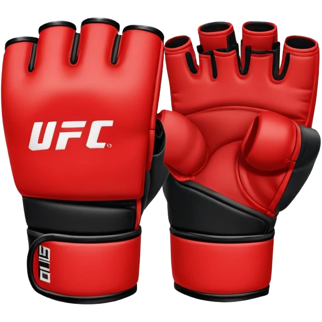 UFC MMA fighting glove, red and black, open fingertips design, padded knuckles, official UFC style emoji