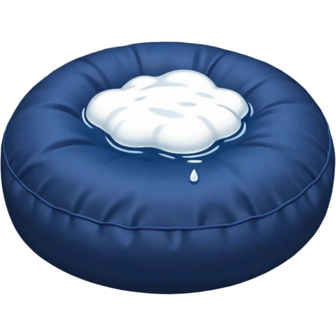 Small white liquid puddle on dark blue bean bag emoji