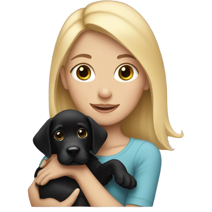 Blonde girl with black lab puppy emoji