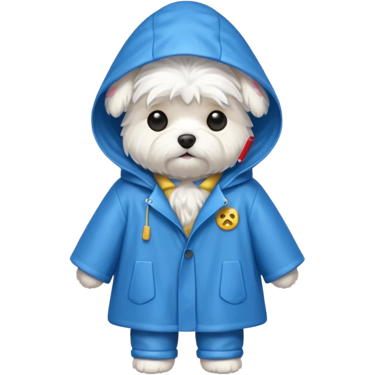 White Maltese with rain coat emoji
