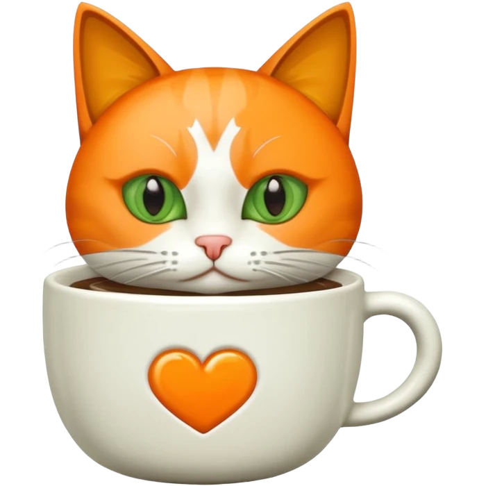Gato naranja tomando café frio emoji