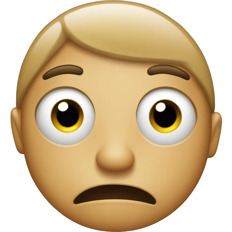 Very very tired face, standard iPhone emoji color, with bubbles and particles around the face emoji