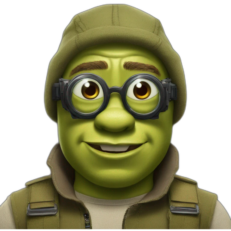 Shrek dressed in C.P. Company with lenses emoji