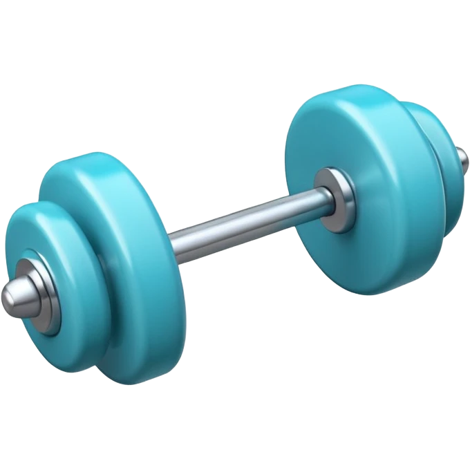 a hyperrealistic tiny turquoise-blue barbell emoji