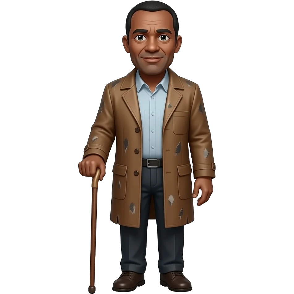 black skin old man with walking stick full figure emoji