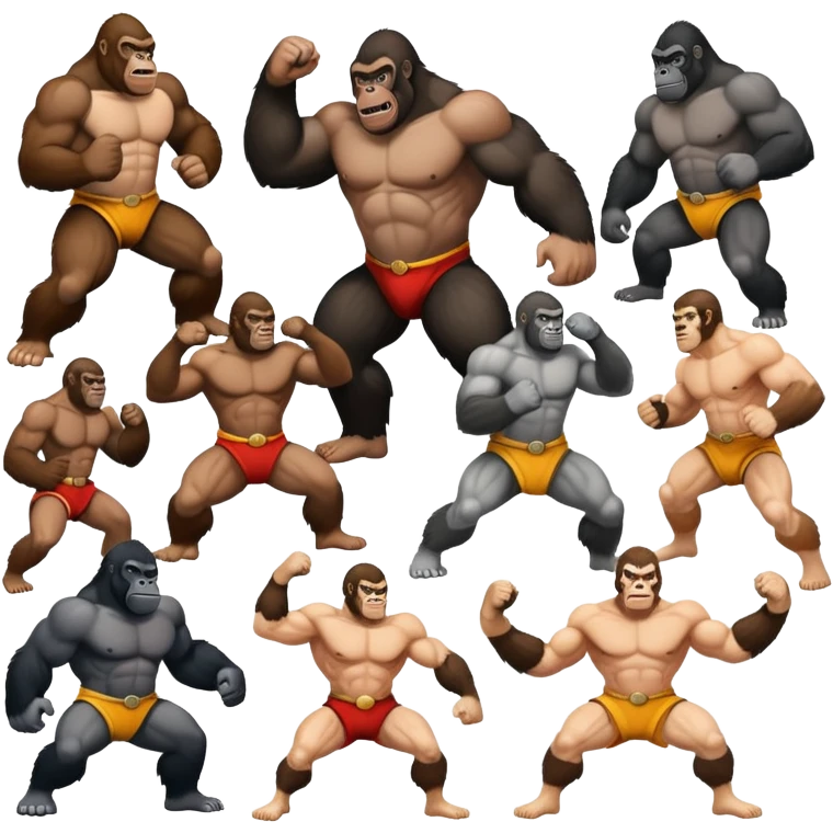 100 men fight 1 gorilla  emoji