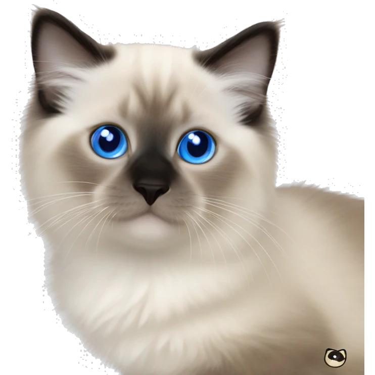 Seal colorpoint Ragdoll kitten with brown nose and face royal blue eyes emoji