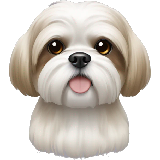 White Shih tzu with a couple light brown spots  emoji