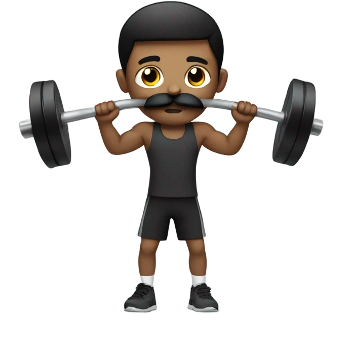 Boy with black mustache lifting weights  emoji