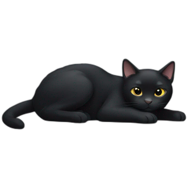 black cat lying with big body emoji