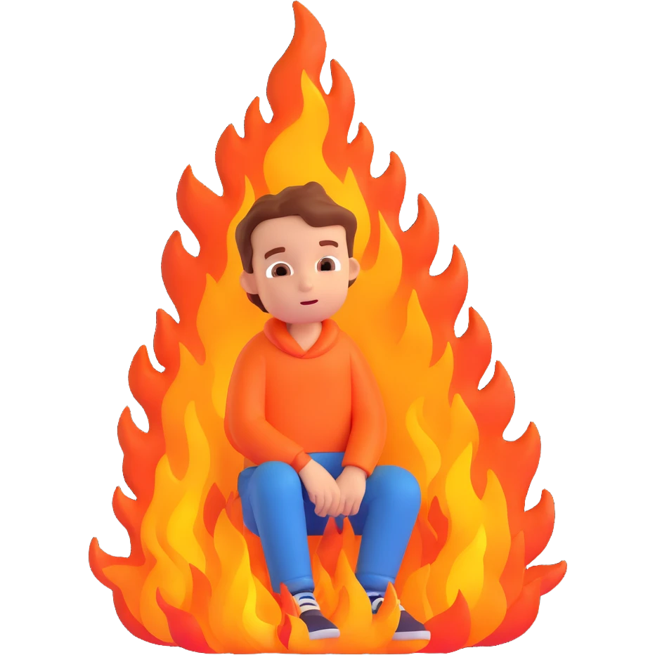 boy with fire emoji
