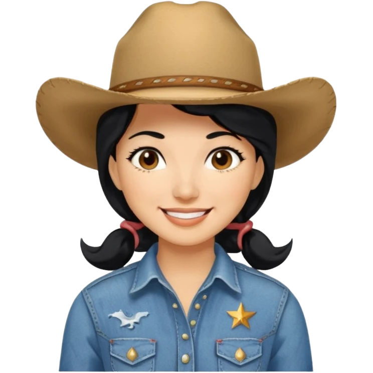 cowgirl with black hair emoji