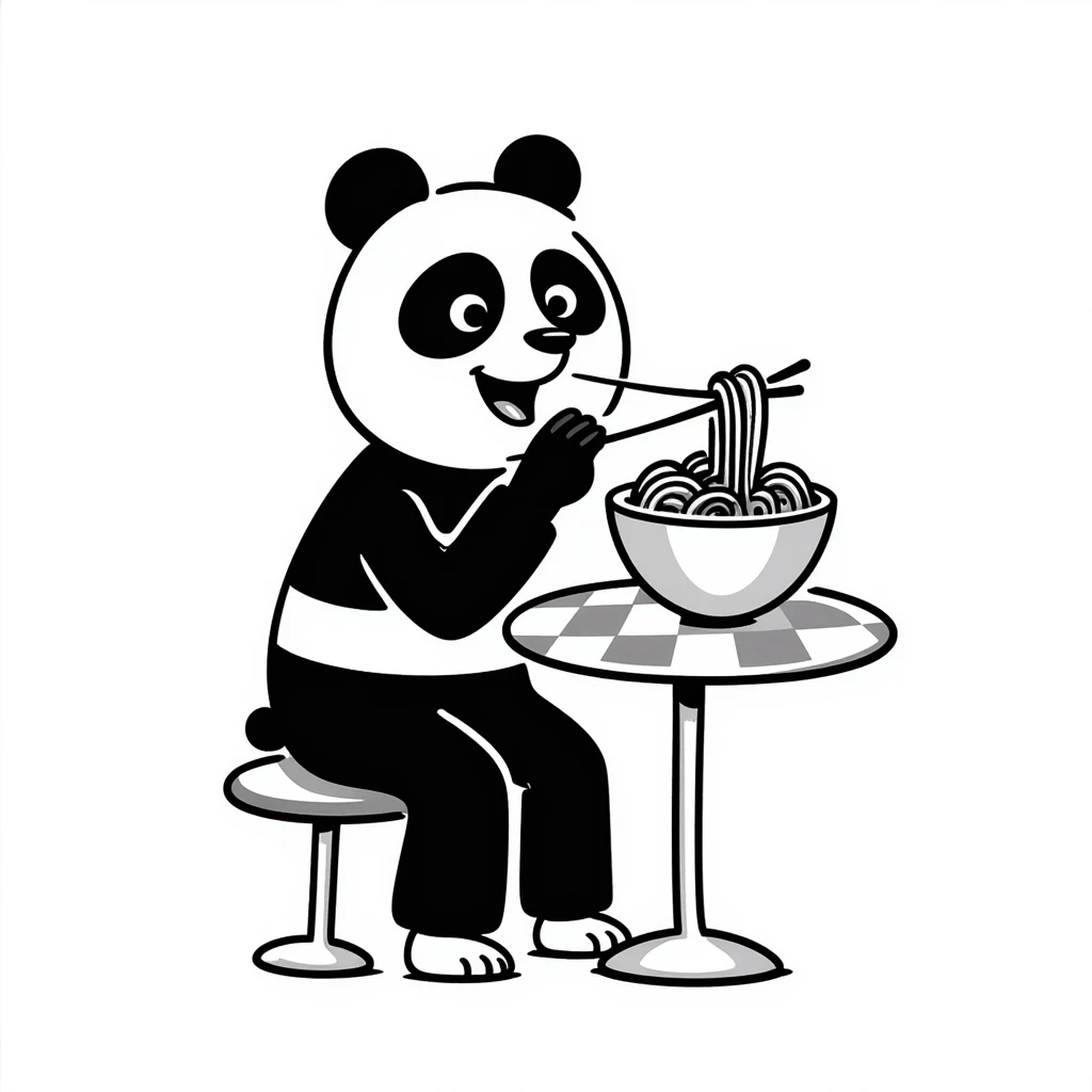 panda eating Chinese noodles emoji