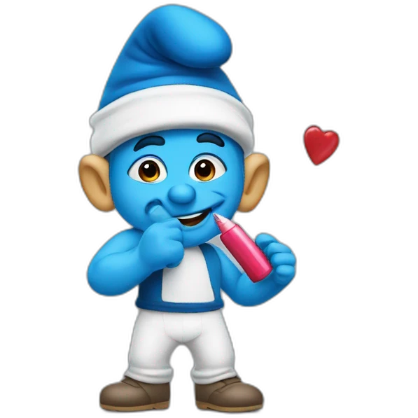male smurf with lipstick on emoji