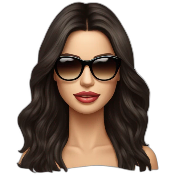adriana lima con cabello largo y lentes de medida emoji