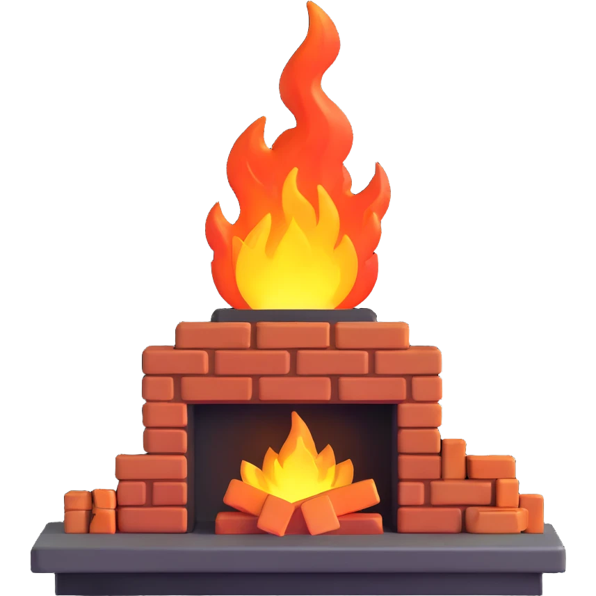 forge with glowing fire and brick base emoji