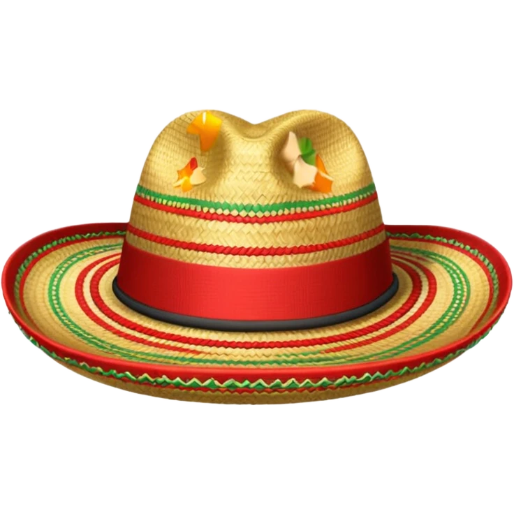 Sombrero de paja con una tira roja en la parte central sin ninguna soporte solo una tira como el de abajo a la derecha sin la flor y sin la tira roja en la parte saliente  emoji