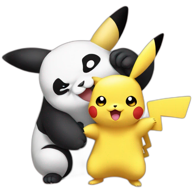 pikachu playing with panda emoji