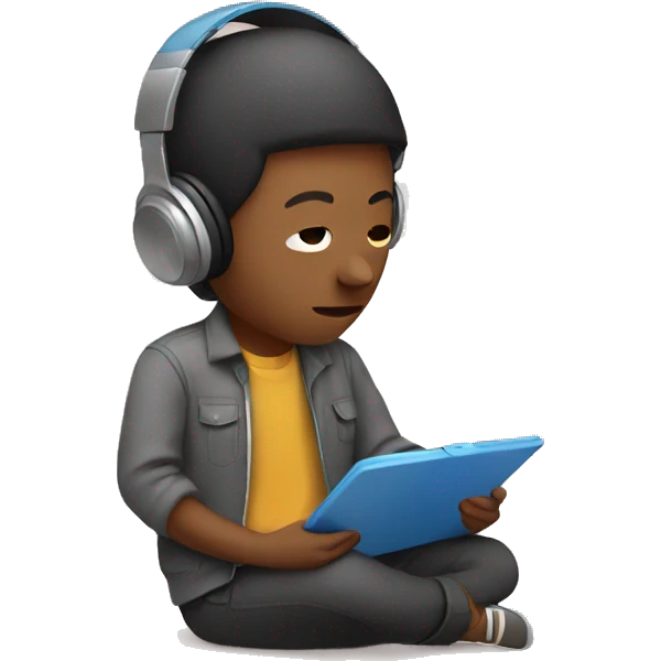 person listening to music with pad emoji