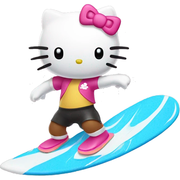 Hello kitty surfing emoji