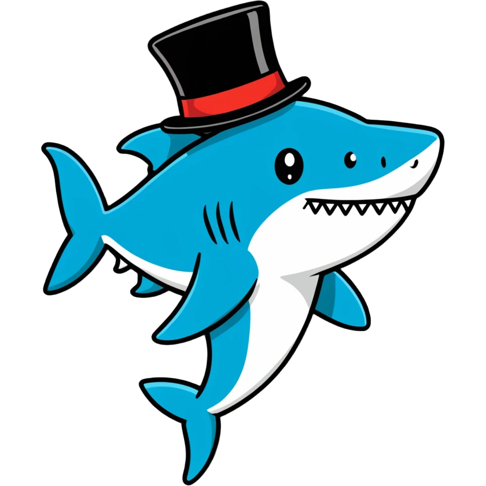 Shark with a top hat emoji