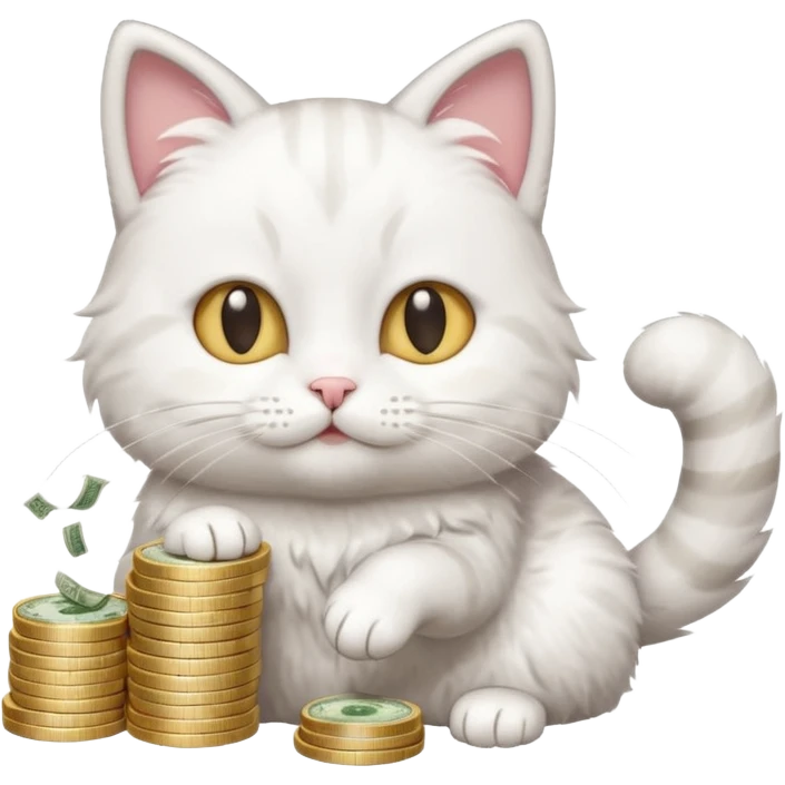 cat doing line of snow with money emoji