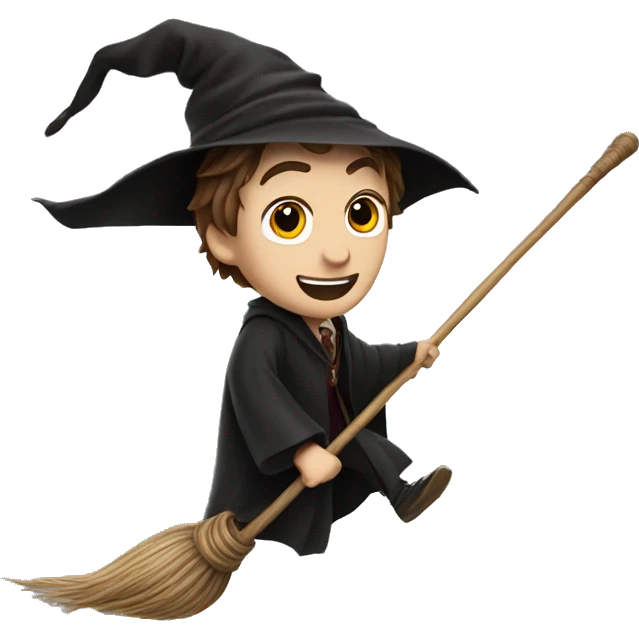Harry Potter riding a broomstick emoji