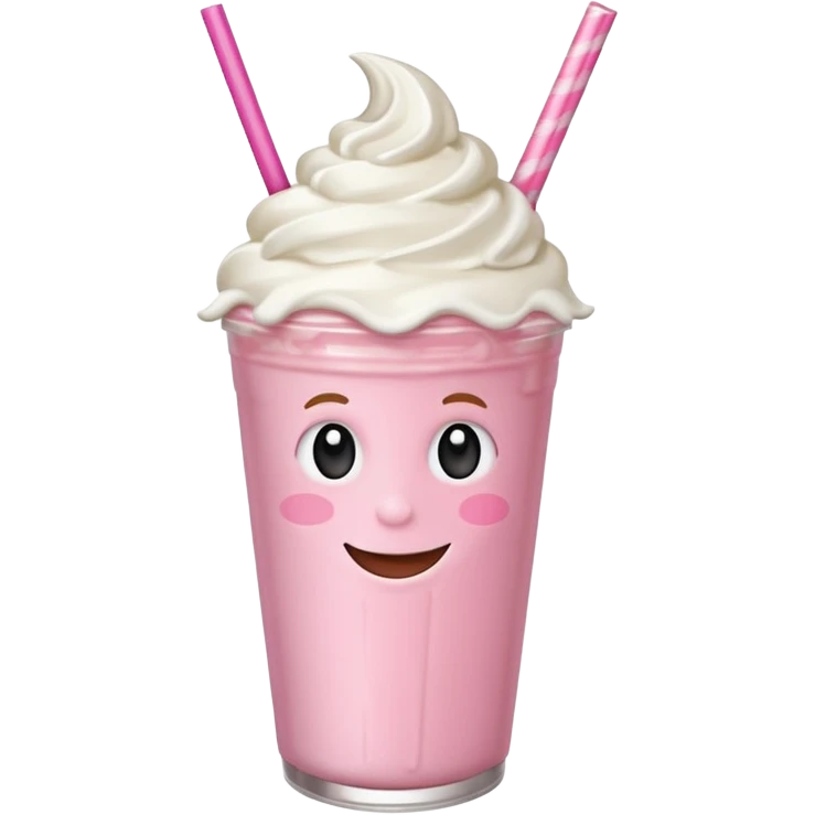 milkshake with a face and hair emoji
