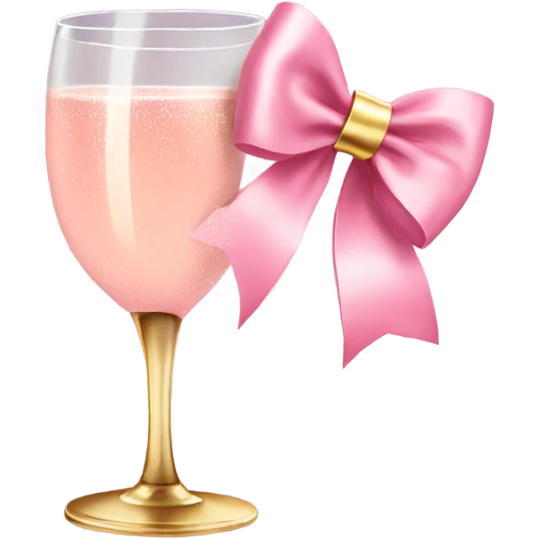 Pink champagne with gold bow emoji