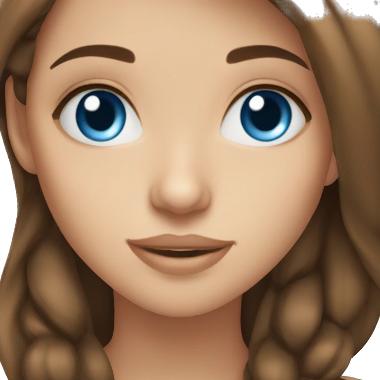 Pretty girl brown hair blue eyes emoji