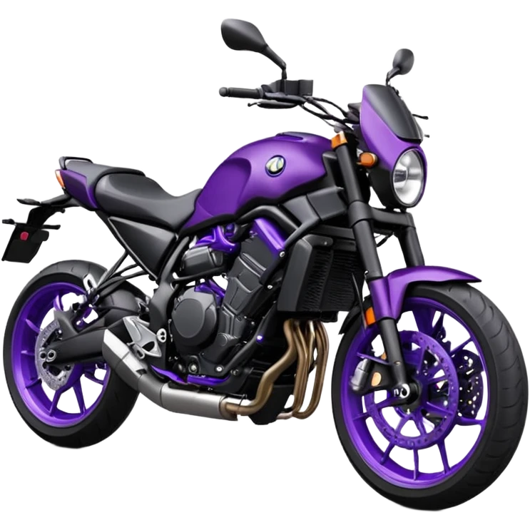 Créer un emoji copiable sur mon système iOS avec une moto mt07 noir mate nacré violet foncée. Mets une nuance intense de le violet foncée et le style de la mt07 doit être en roadster. Ok la couleur violet doit être iridescente sur le noir mat.  emoji