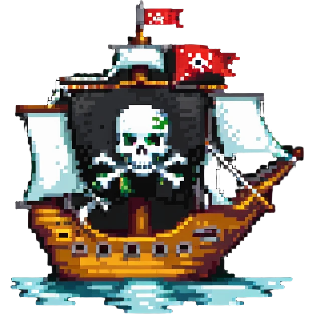 pirate ship with skull flag emoji