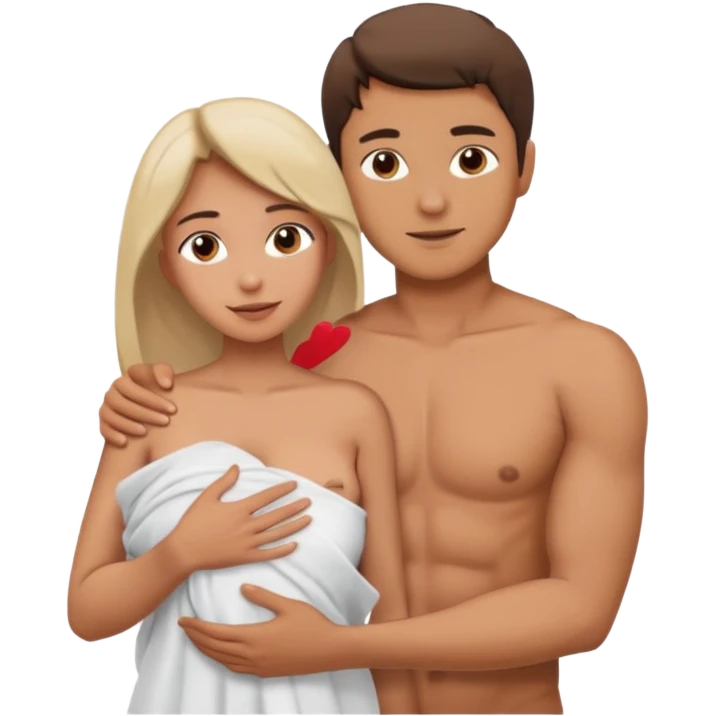 L'homme touche la poitrinne de la femme quand il son nue emoji