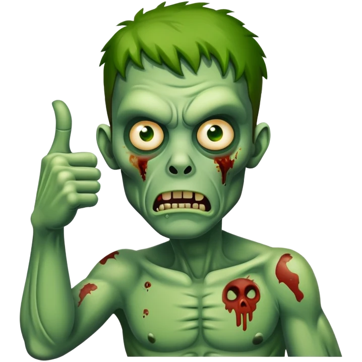 zombie with green skin giving thumbs down emoji
