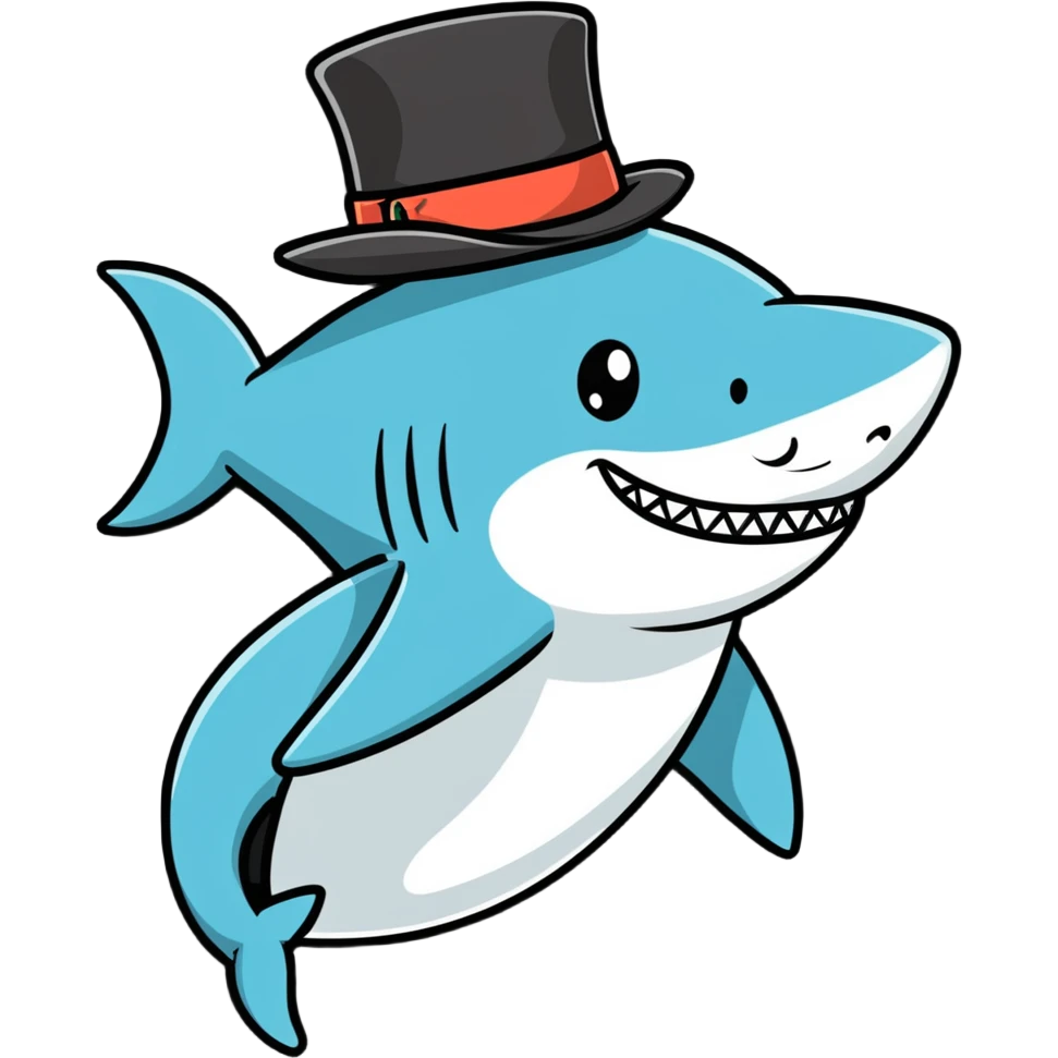 Shark with a top hat emoji