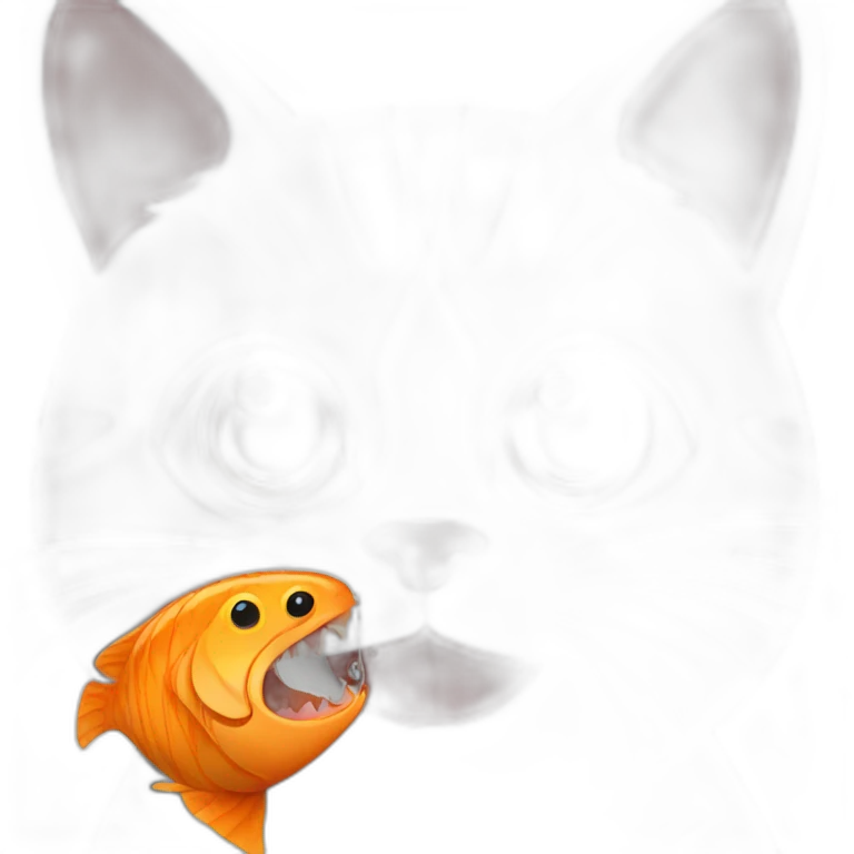 Cat eats fish emoji