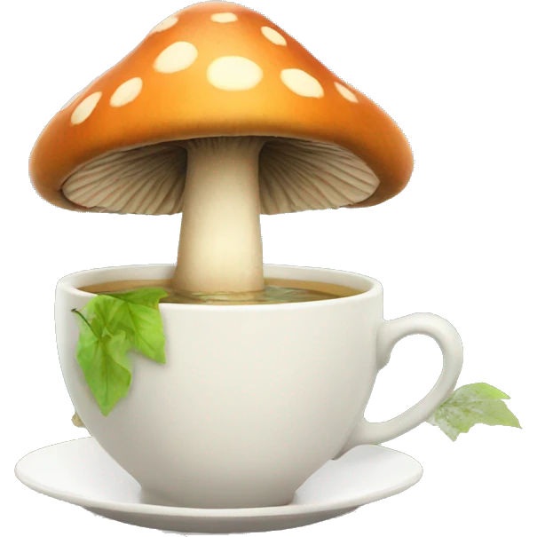 Mushroom drinking tea emoji