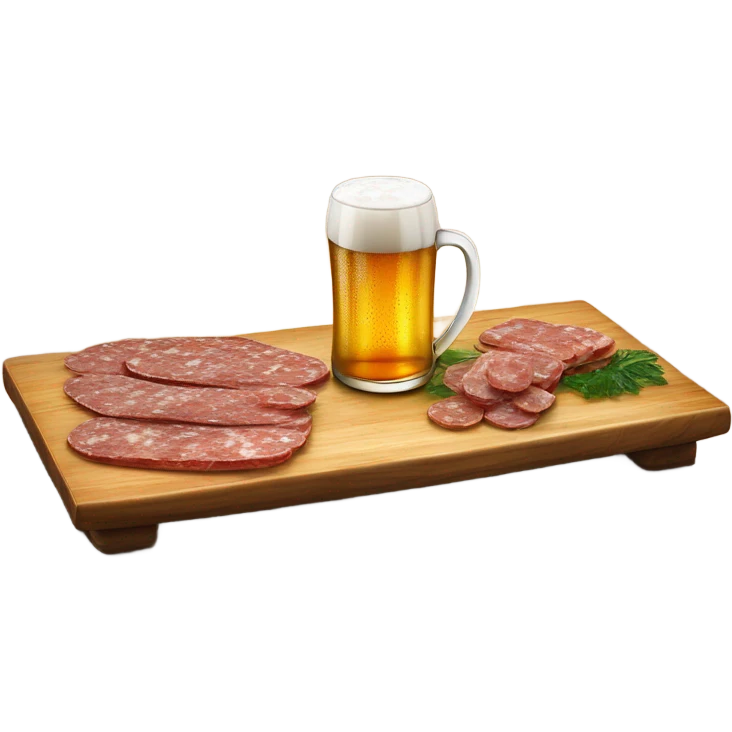 salamis table with a beer emoji