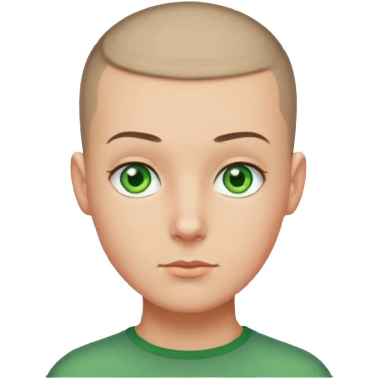 Buzz cut, green eyes emoji