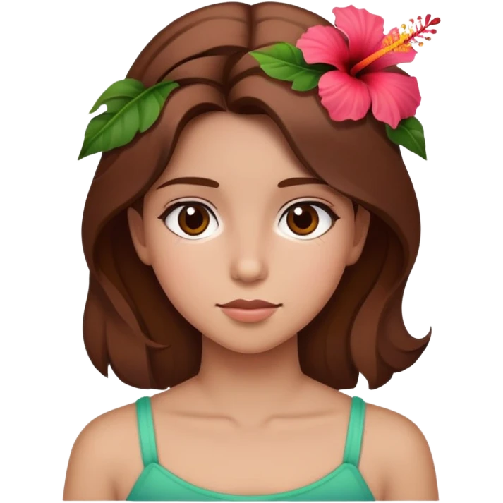 girl with brown hair and a hibiscus flower in her hair emoji
