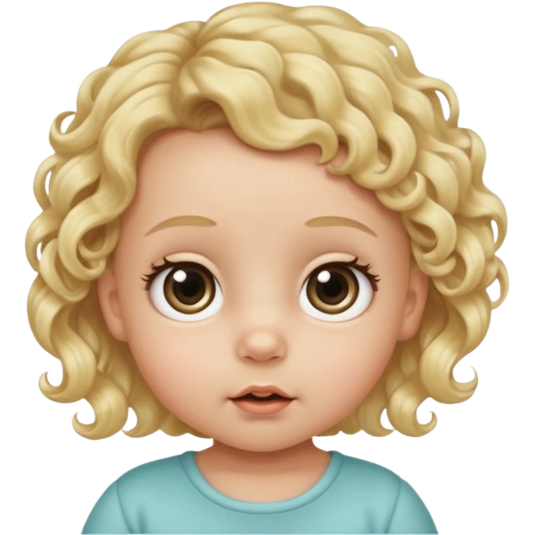 The head of a cherubic infant baby with a single curl tuff of hair and big dreamy eyes and extra long eyelashes emoji