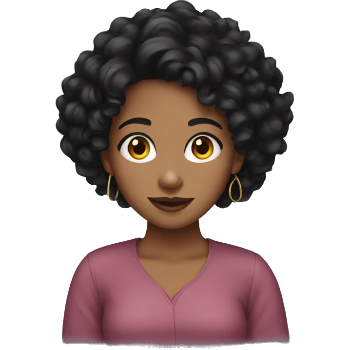 girl with dark short curly hair and hoop earrings emoji