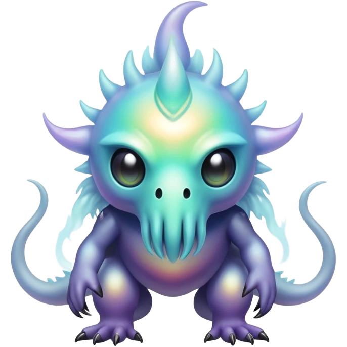 Apocalyptic dystopian foggy steamy iridescent aesthetic-scenery-Fakémon-creature emoji